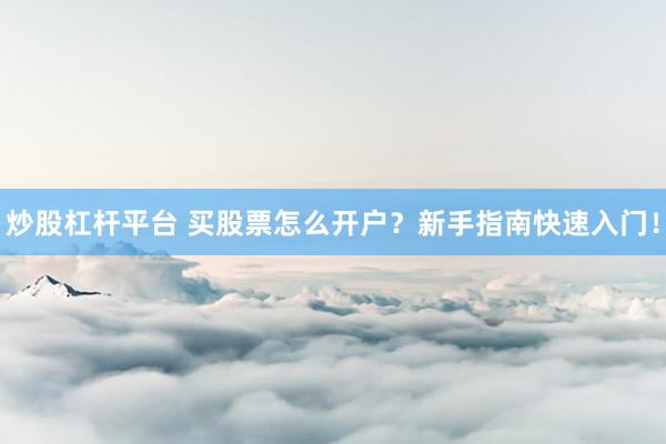 炒股杠杆平台 买股票怎么开户?新手指南快速入门!