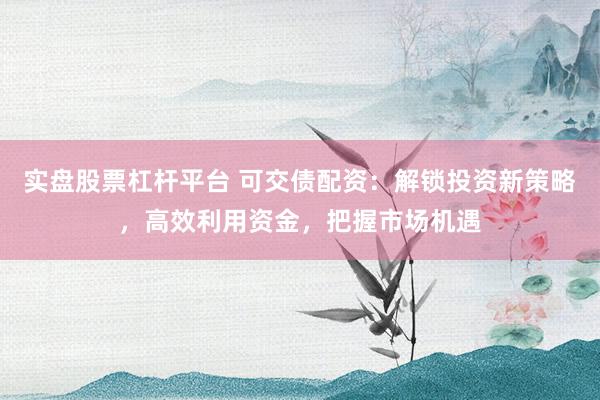 实盘股票杠杆平台 可交债配资：解锁投资新策略，高效利用资金，把握市场机遇