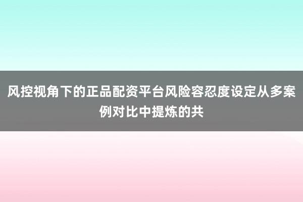 风控视角下的正品配资平台风险容忍度设定从多案例对比中提炼的共