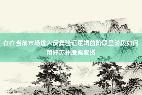 在在当前市场进入反复验证逻辑的阶段里阶段如何用好苏州股票配资