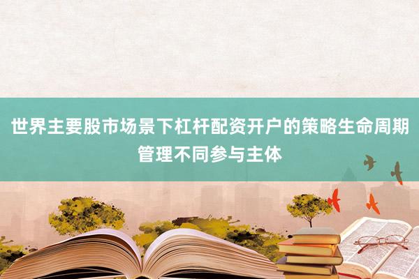 世界主要股市场景下杠杆配资开户的策略生命周期管理不同参与主体