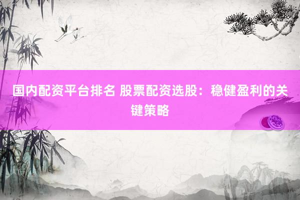 国内配资平台排名 股票配资选股：稳健盈利的关键策略