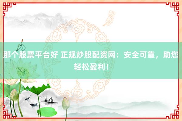 那个股票平台好 正规炒股配资网：安全可靠，助您轻松盈利！