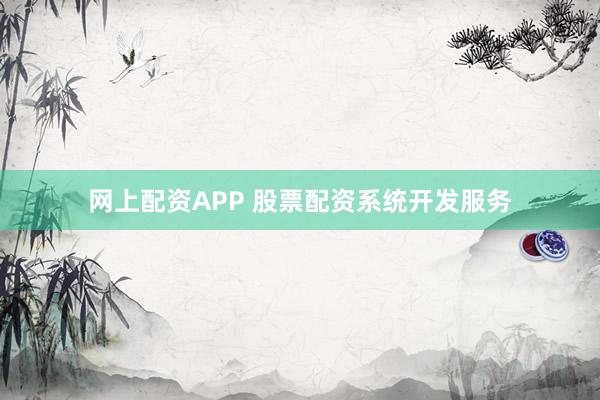 网上配资APP 股票配资系统开发服务