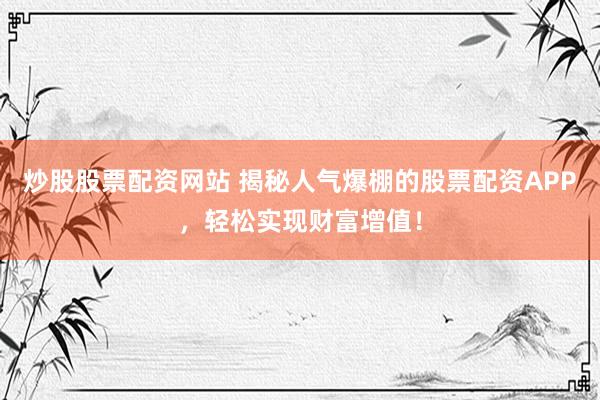 炒股股票配资网站 揭秘人气爆棚的股票配资APP，轻松实现财富增值！