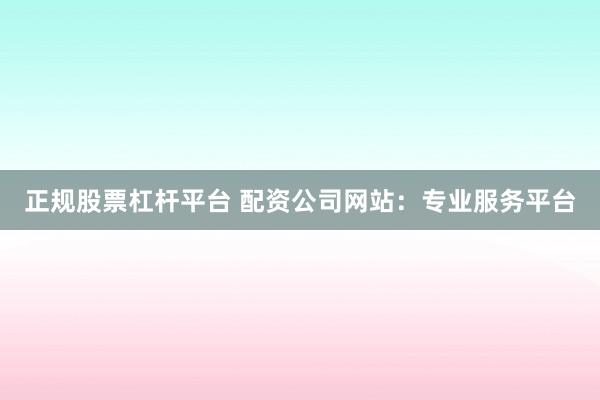 正规股票杠杆平台 配资公司网站：专业服务平台